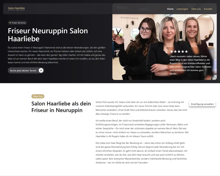 Webseite von Salon Haarliebe
