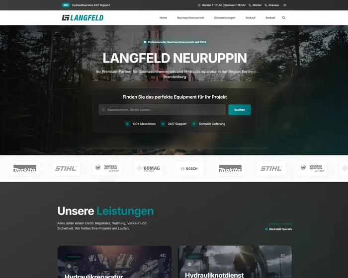 Webseite von Langfeld Service